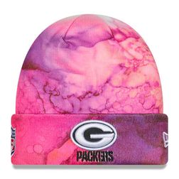 Green Bay Packers Pink Tie Dye 2022 NFL Cuffed Crucial Catch Knit Beanie Hat