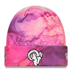 Los Angeles Rams Pink Tie Dye 2022 NFL Cuffed Crucial Catch Knit Beanie Hat