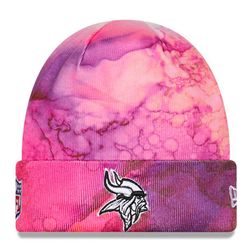 Minnesota Vikings Pink Tie Dye 2022 NFL Cuffed Crucial Catch Knit Beanie Hat