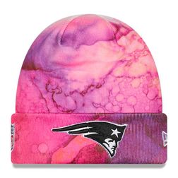 New England Patriots Pink Tie Dye 2022 NFL Cuffed Crucial Catch Knit Beanie Hat