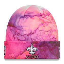 New Orleans Saints Pink Tie Dye 2022 NFL Cuffed Crucial Catch Knit Beanie Hat