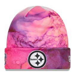 Pittsburgh Steelers Pink Tie Dye 2022 NFL Cuffed Crucial Catch Knit Beanie Hat