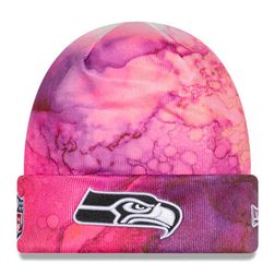 Seattle Seahawks Pink Tie Dye 2022 NFL Cuffed Crucial Catch Knit Beanie Hat