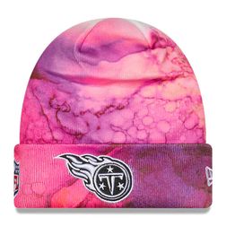 Tennessee Titans Pink Tie Dye 2022 NFL Cuffed Crucial Catch Knit Beanie Hat