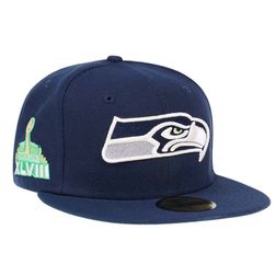 Seattle Seahawks Navy Super Bowl XLVIII Patch Citrus Pop UV 59FIFTY Fitted Hat