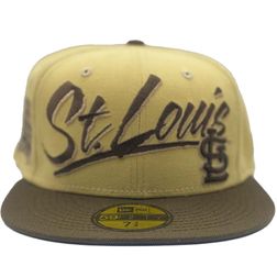 St Louis Cardinals Two Tone Tan Nelly Script Busch Stadium Patch Black UV 59FIFTY Fitted Hat