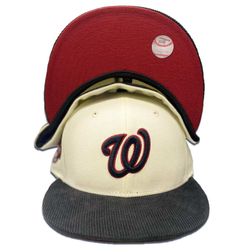 Washington Nationals Two Tone Corduroy Brim 10 Years Patch Scarlet UV 59FIFTY Fitted Hat