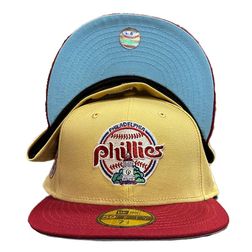 Philadelphia Phillies Two Tone Vegas Gold Veterans Stadium Patch Light Blue UV 59FIFTY Fitted Hat