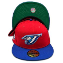 Toronto Blue Jays Red Royal Blue Two Tone 30th Season Patch Green UV 59FIFTY Fitted Hat