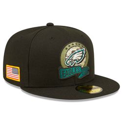 Philadelphia Eagles Black 2022 Salute to Service NFL 59FIFTY New Era Fitted Hat