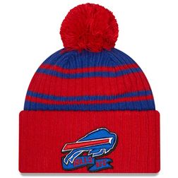 Buffalo Bills New Era 2022 NFL Sideline Sport Pom Cuffed Knit Beanie Hat