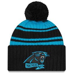 Carolina Panthers New Era 2022 NFL Sideline Sport Pom Cuffed Knit Beanie Hat