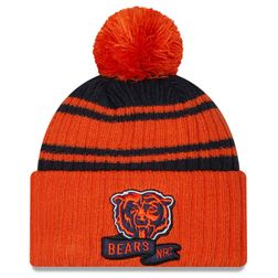 Chicago Bears New Era 2022 NFL Sideline Sport Pom Cuffed Knit Beanie Hat