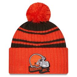 Cleveland Browns New Era 2022 NFL Sideline Sport Pom Cuffed Knit Beanie Hat