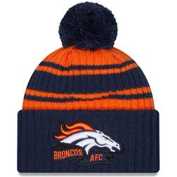 Denver Broncos New Era 2022 NFL Sideline Sport Pom Cuffed Knit Beanie Hat