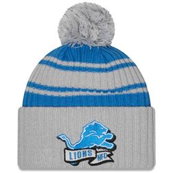 Detroit Lions New Era 2022 NFL Sideline Sport Pom Cuffed Knit Beanie Hat