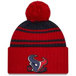 Houston Texans New Era 2022 NFL Sideline Sport Pom Cuffed Knit Beanie Hat