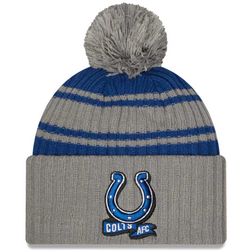 Indianapolis Colts New Era 2022 NFL Sideline Sport Pom Cuffed Knit Beanie Hat