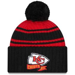 Kansas City Chiefs New Era 2022 NFL Sideline Sport Pom Cuffed Knit Beanie Hat