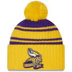 Minnesota Vikings New Era 2022 NFL Sideline Sport Pom Cuffed Knit Beanie Hat