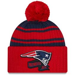 New England Patriots New Era 2022 NFL Sideline Sport Pom Cuffed Knit Beanie Hat