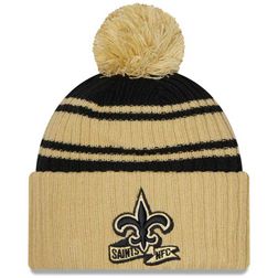 New Orleans Saints New Era 2022 NFL Sideline Sport Pom Cuffed Knit Beanie Hat