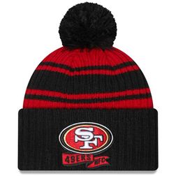 San Francisco 49ers New Era 2022 NFL Sideline Sport Pom Cuffed Knit Beanie Hat