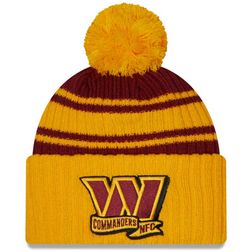 Washington Commanders New Era 2022 NFL Sideline Sport Pom Cuffed Knit Beanie Hat