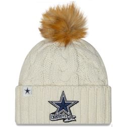 Womens New Era Cream Dallas Cowboys 2022 Sideline Cuffed Knit Hat