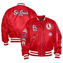 St Louis Cardinals x Alpha Industries New Era Red Reversible Full Zip Bomber Jacket