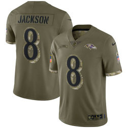 Baltimore Ravens Lamar Jackson Olive Green Nike 2022 Salute To Service Limited Player Jersey