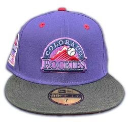 Colorado Rockies Purple Black Two Tone 1995 Inaugural Patch Red UV 59FIFTY Fitted Hat