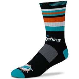 Miami Dolphins For Bare Feet Black Rave Crew Socks