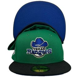 Texas Rangers CyberMonday Green Two Tone 50th Anniversary Patch Blue UV 59FIFTY Fitted Hat