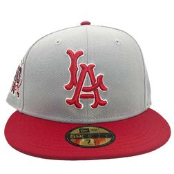 Los Angeles Angels Classic Gray 50th Anniversary Patch Green UV 59FIFTY Fitted Hat