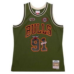 Chicago Bulls Dennis Rodman Mitchell & Ness 1997-98 Hardwood Classics Olive Flight Swingman Jersey