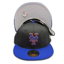 New York Mets Black Royal Two Tone 2000 WS Patch Gray UV 59FIFTY Fitted Hat