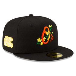 Baltimore Orioles Black Patch Bloom Yellow UV 59FIFTY Fitted Hat