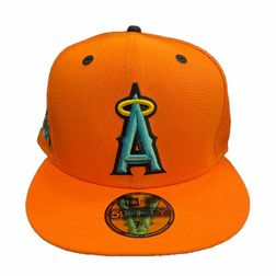 Anaheim Angels Orange Superhero Pt 2 50th Patch Teal UV 59FIFTY Fitted Hat