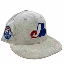 Montreal Expos Pro Image Exclusive GraySuede Montreal Patch Royal Blue UV 59FIFTY Fitted Hat