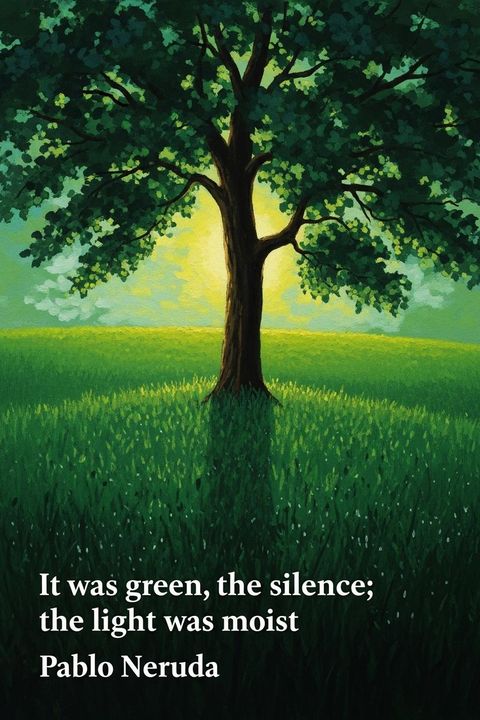 It was green, the silence; the light was moist
