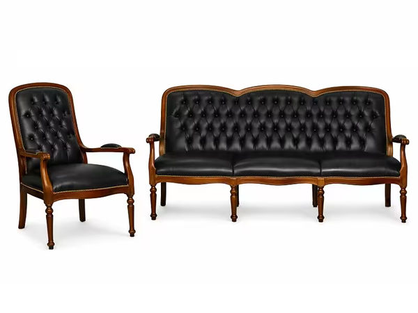 İngiliz Kapitoneli Ofis Koltuk Takımı ( Ceviz )