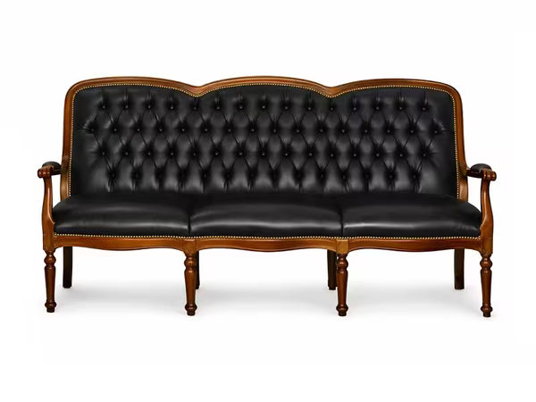 İngiliz Kapitoneli Üçlü Ofis Kanepe ( Ceviz )