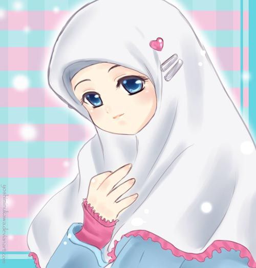 44 Gambar Kartun Perempuan Berhijab Lucu