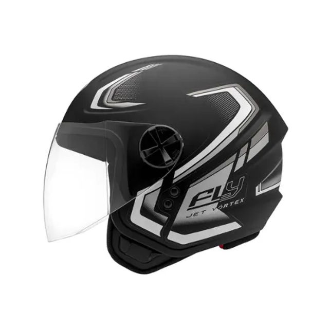 CAPACETE JET HG VORTEX 58 PRETO/F.PRA  FLY