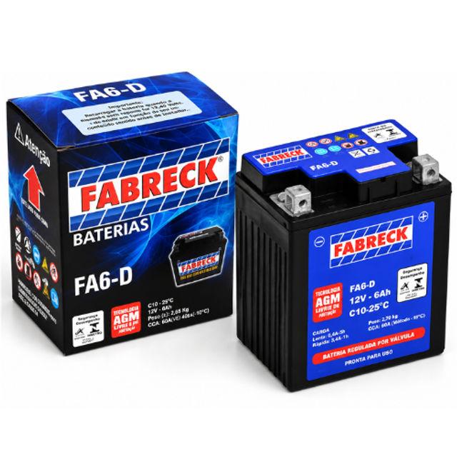 BATERIA FABRECK FA6D CB300/ TWISTER FALCON TORNADO FAZER250 LANDER