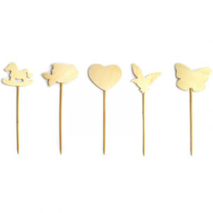 Wooden Butterfly-Star-Heart With Stick 10x32cm