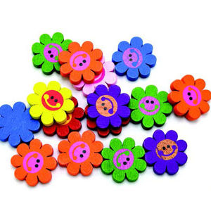 Craft Wooden Smile Face One Side 2.2 cm 15/Pk