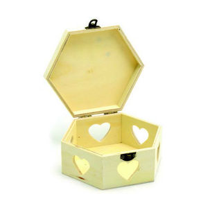 Wooden Box With 5 Hearts 12cm x 12 x 6cm x 0.6 mm