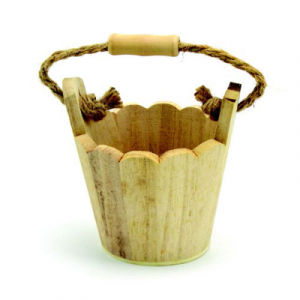 Wooden Bucket With Rope 8.5 x 10.5 cm